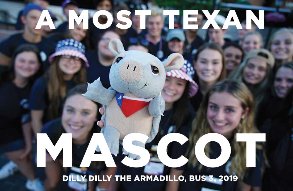 2019 Youth Tour participants on Bus 3 adopted Dilly Dilly the Armadillo as their mascot