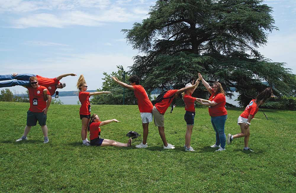 Youth Tour participants spell out 'TEXAS' with their bodies